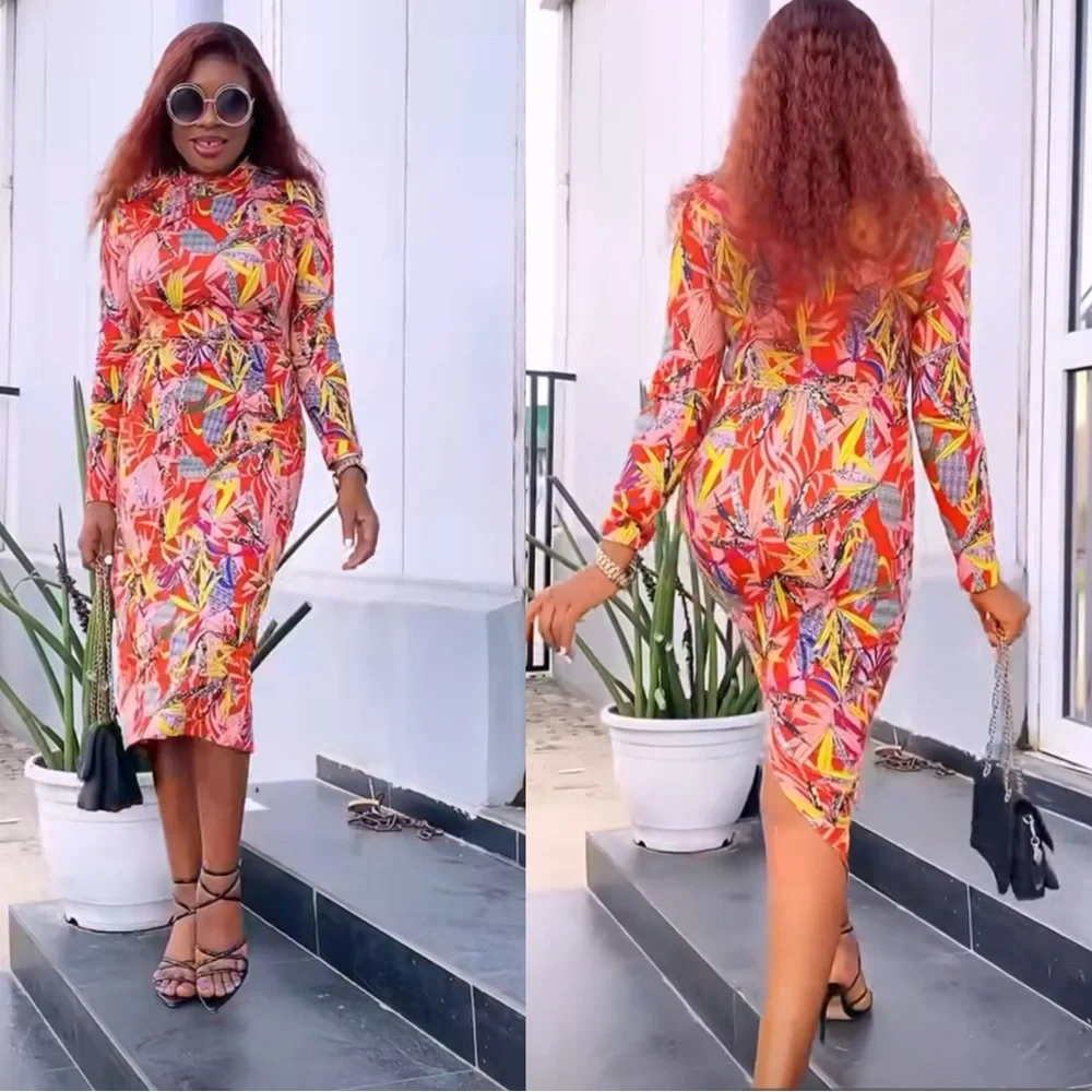 Multicolored Bodycon Dress - Picture 7 of 14